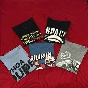 Bundle of 5 Boys Graphic Long Sleeve Tees Size Large 10/12